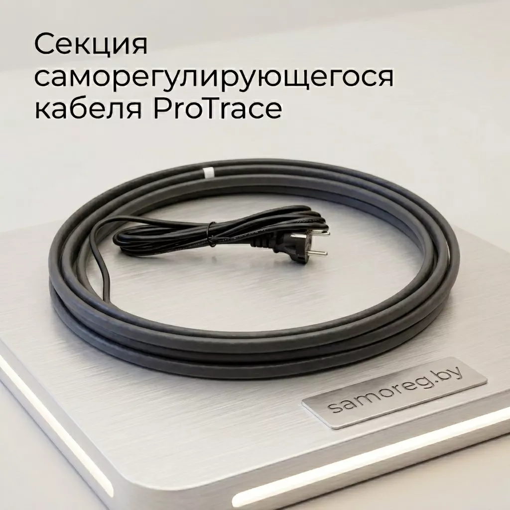 Готовая секция ЛёдОк 16 Макс: бухта саморегулирующегося кабеля SLL16-2CR с питающим проводом и вилкой
