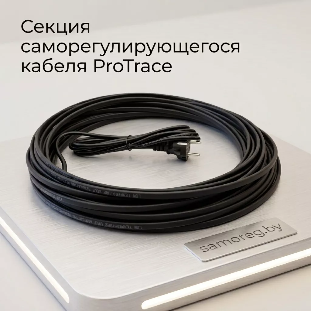Готовая секция ЛёдОк 24 Эконом: бухта саморегулирующегося кабеля SRL24-2 с питающим проводом и вилкой